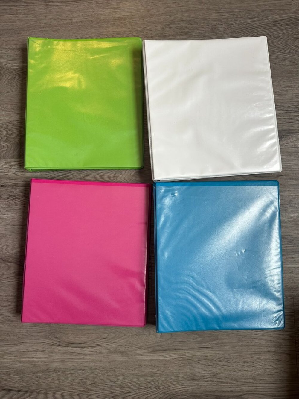 Set of 4 1" 3 Ring Notebook Presentation Binders - Pink / Blue / Green / White